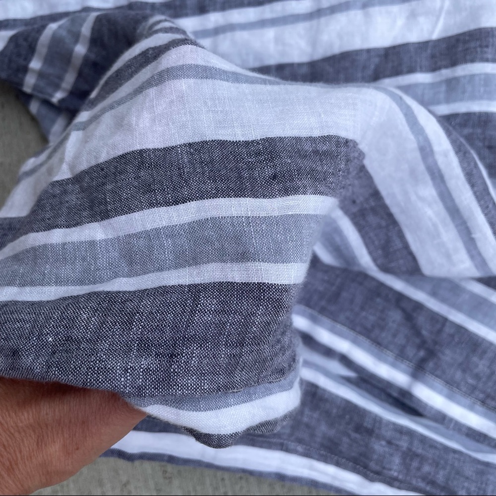 Artisan NY gray white stripe linen short sleeve shirt Small - Picture 4 of 9